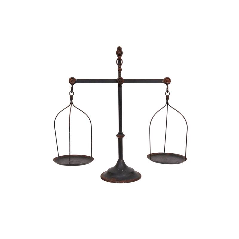 Decorative Antique Iron Balance Scale with Bird - Brown