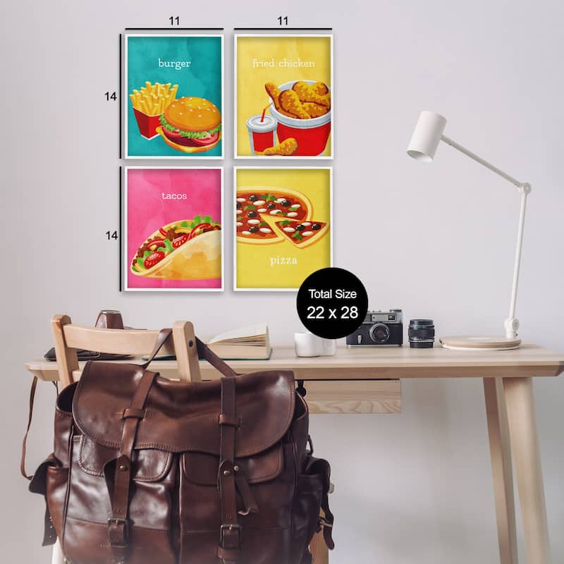 Stupell Delicious Fast Food Meals Framed Giclee Art Design By Kim Allen (Set of 4)