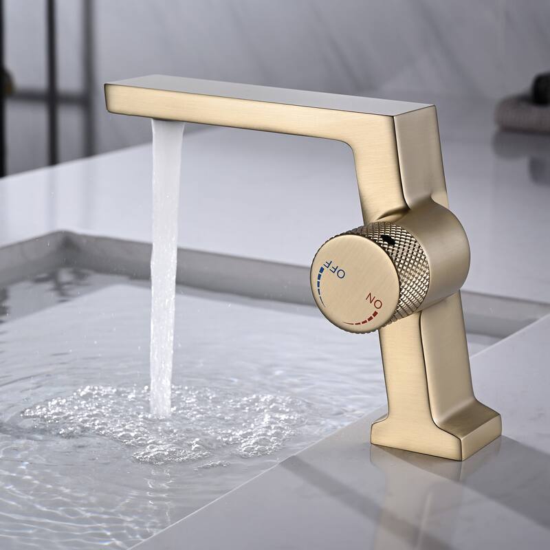 6 in.H Modern Matte Black/ Brushed Gold Single Handle Bathroom Faucet includes Hardware - Brushed Gold