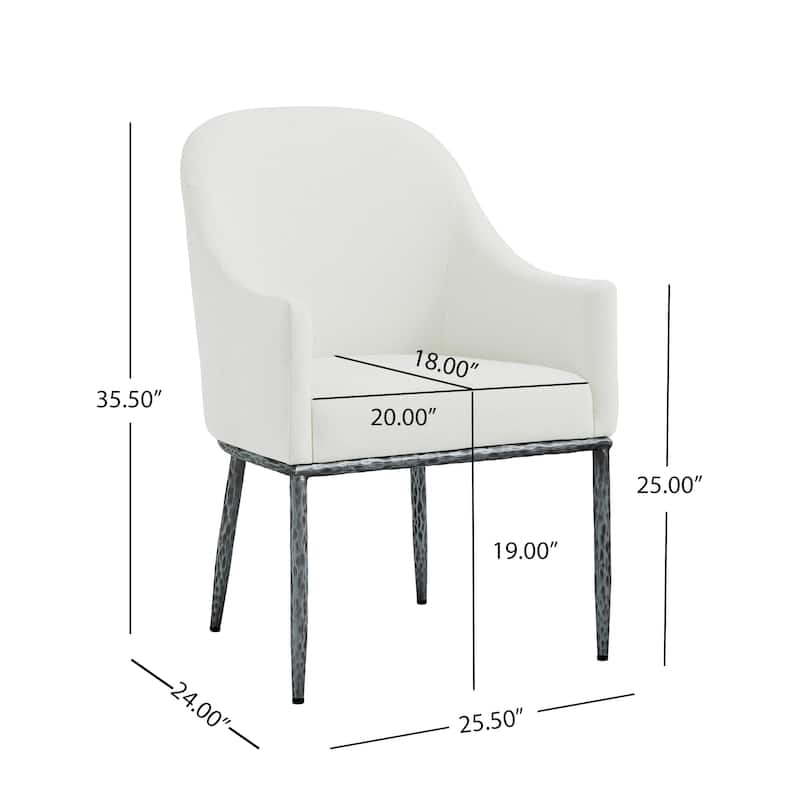 Christopher Knight Home - Ameson Artisan Upholstered Dining Chairs Set with Amrest, Hammered Metal Legs & Padded Seat