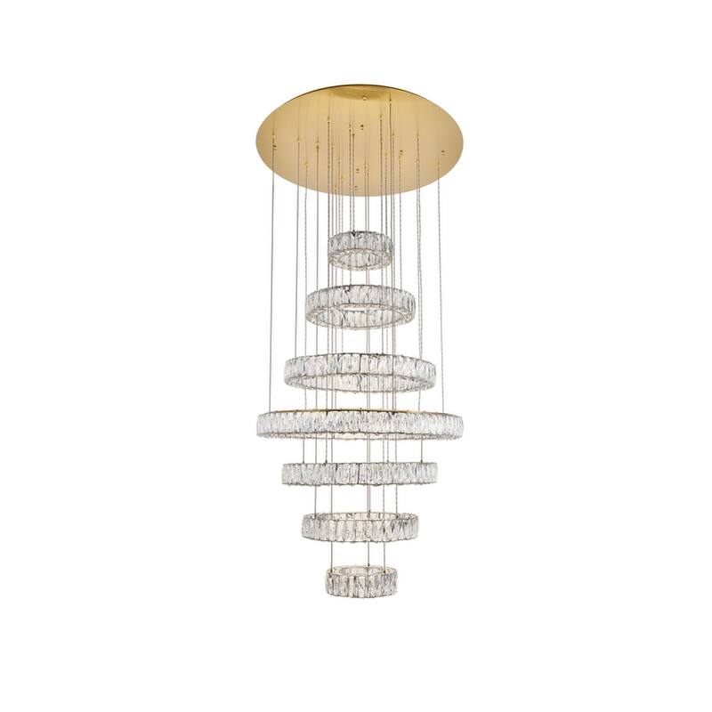 Madelyn 7-Light LED Chandelier Clear Royal Cut Crystal - 34"W X 38.3"H