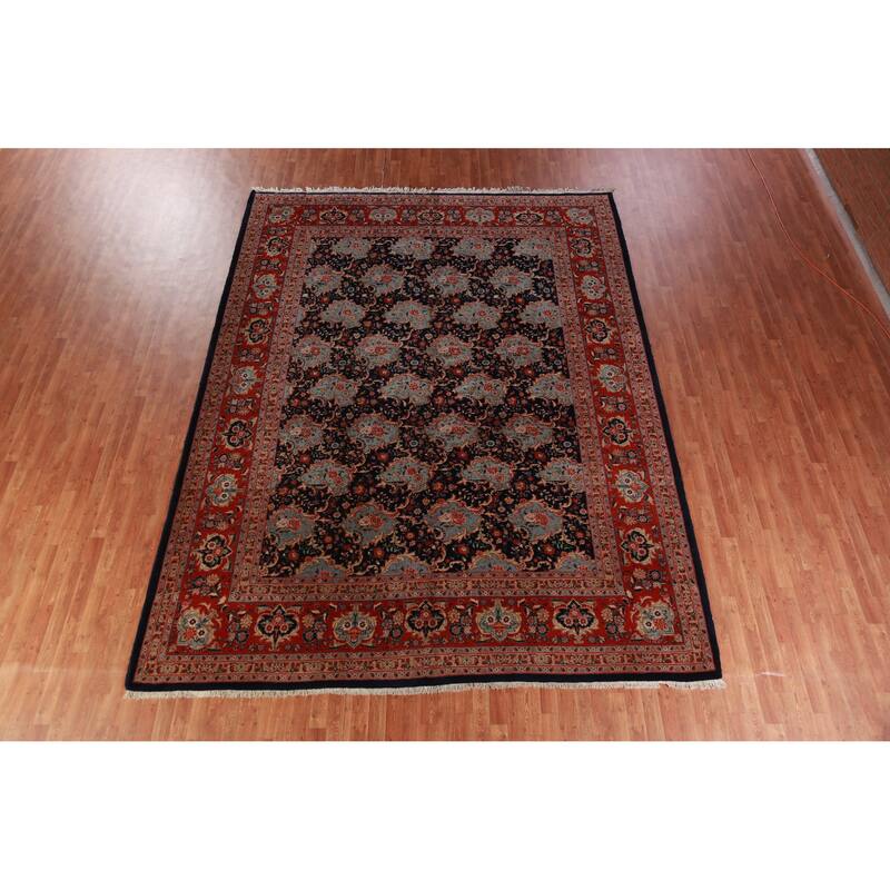 Hand Knotted Oriental 100% Wool Carpet Traditional All-Over Navy Blue & Blues Bidjar Area Rug - 12' 8'' X 9' 9''
