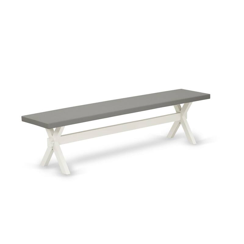 East West Furniture X-Style Modern Dining Bench with Wooden Seat, 72x15x18 Inch, Multi-Color (Finish Options)