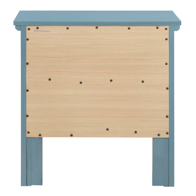 Teal Nightstand 24x24x16 with Two Drawers, Vibrant Transitional Bedside Table for Storage and Bedroom Accent Furniture