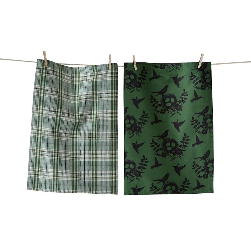 Hummingbird Dishtowel Set of 2 Multicolor Cotton Kitchen Towels Everyday Use Machine Wash 26x18 inches