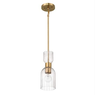 Josephine Metal and Clear Ribbed Glass Ceiling Light - 5.0"L x 5.0"W x 12.8"H