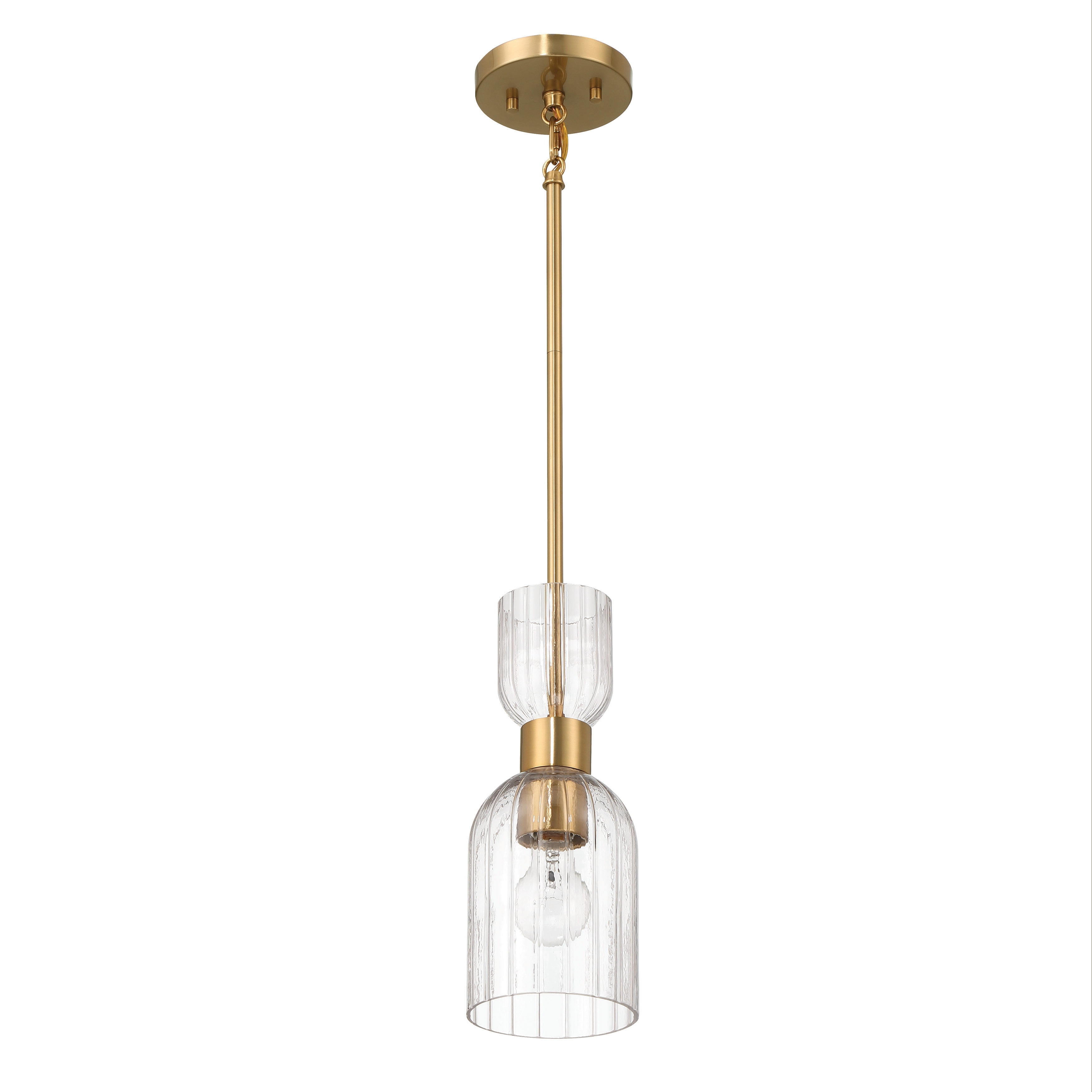 Josephine Metal and Clear Ribbed Glass Ceiling Light - 5.0"L x 5.0"W x 12.8"H