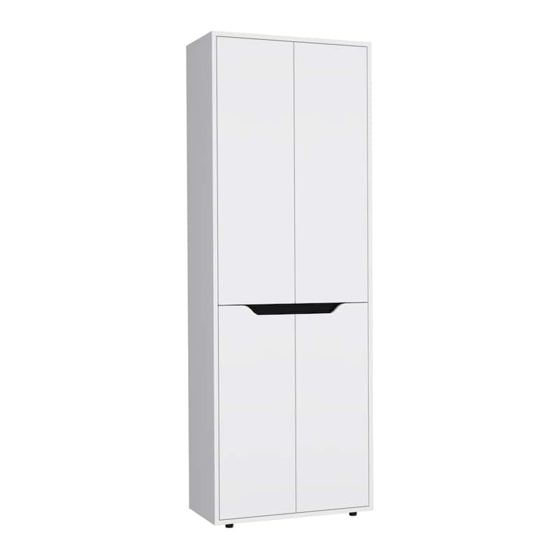 67"H Kitchen Storage Cabinet, with Four Doors and Five Interior Shelves,White/Black - White+Black