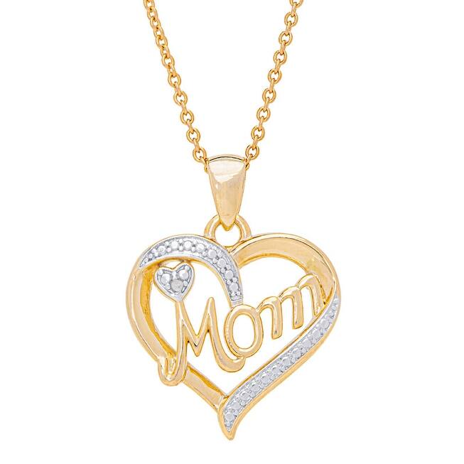 Victoria Townsend Gold Diamond Accent MOM HEART Adjustable Pendant - Yellow
