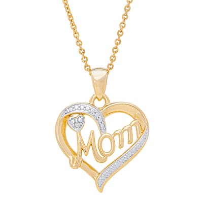Victoria Townsend Gold Diamond Accent MOM HEART Adjustable Pendant