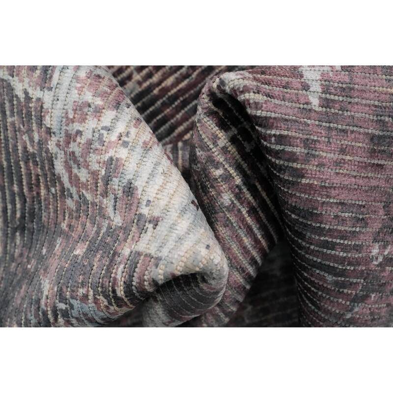 Hand Knotted Oriental Viscose Silk Carpet Modern All-Over Multi-Colored Abstract Area Rug - 8' 1'' X 5' 1''