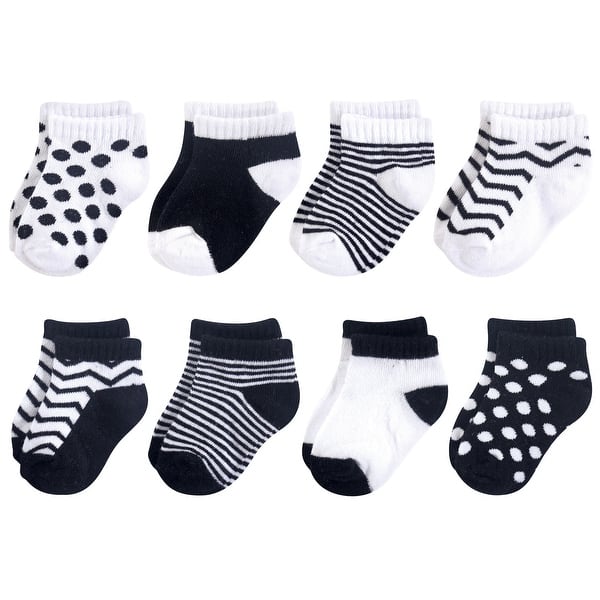 slide 1 of 1, Luvable Friends Baby Unisex Fun Essential Socks, Black White 0-6 Months - Black White
