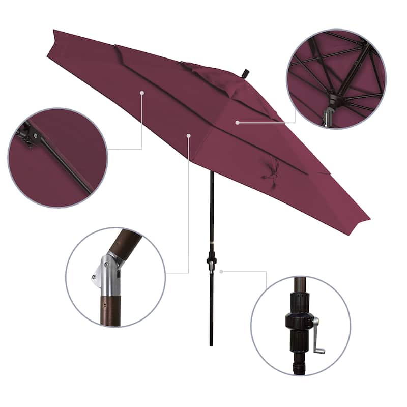 California Umbrella 11' Sun Master Patio Umbrella Bronze Aluminum Pole Fiberglass Ribs Crank Lift Collar Tilt Pacifica Capri