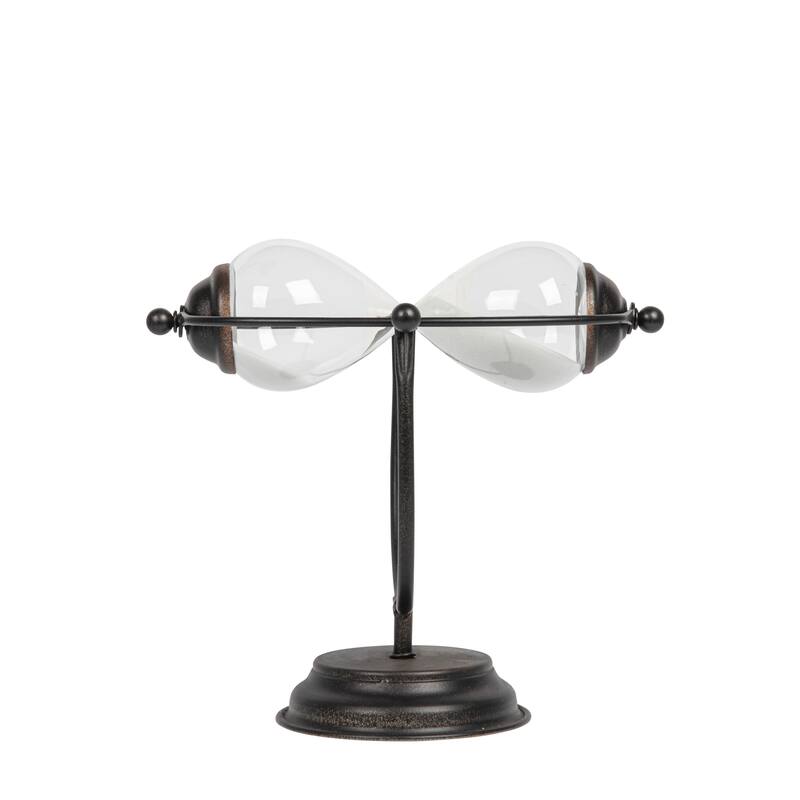 Decorative Metal Hourglass with White Sand