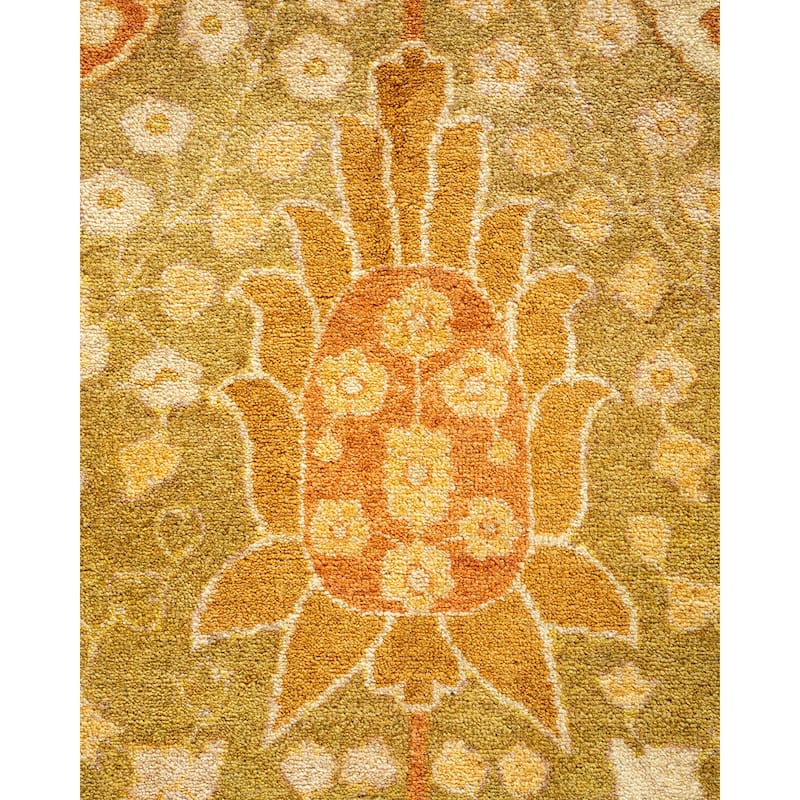 Overton Hand Knotted Wool Vintage Inspired Traditional Mogul Green Area Rug - 8' 1" x 10' 2"