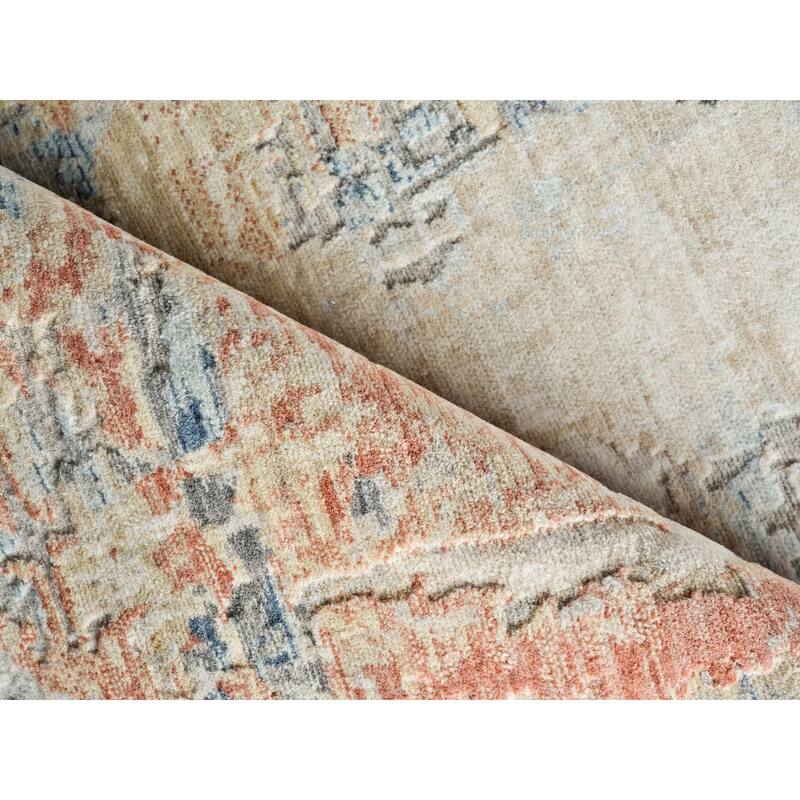 Infinity Handmade Wool/Nylon in Ivory/Blue/Terracotta Area Rug