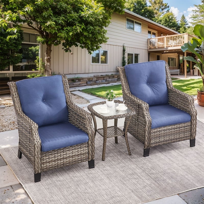 Gymojoy Wicker Patio Chairs with Olefin Cushions Weather-Resistant - 2-Piece