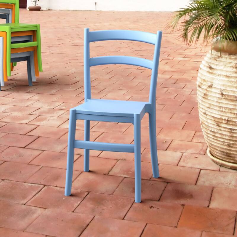 33.5" Blue Solid Patio Dining Armless Chair