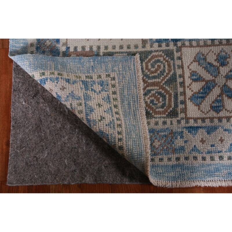 Hand Knotted Oriental 100% Wool Carpet Transitional Geometric Navy Blue & Blues Oushak Area Rug - 11' 2'' X 7' 11''