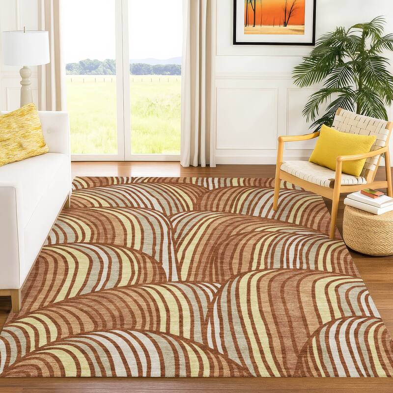 Machine Washable Indoor/ Outdoor Modern Parsons Chantille Rug