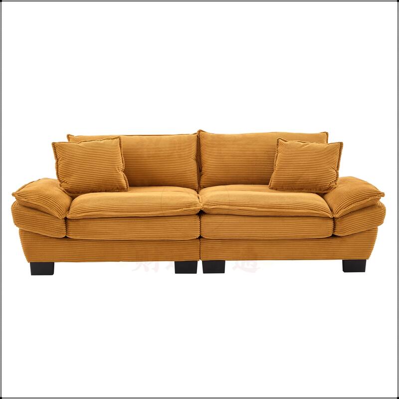 Corduroy Sofa Sleeper with Pillows