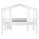 preview thumbnail 8 of 7, White Twin Size Loft House Bed with Slide, Blackboard, Light Strip, Ladder