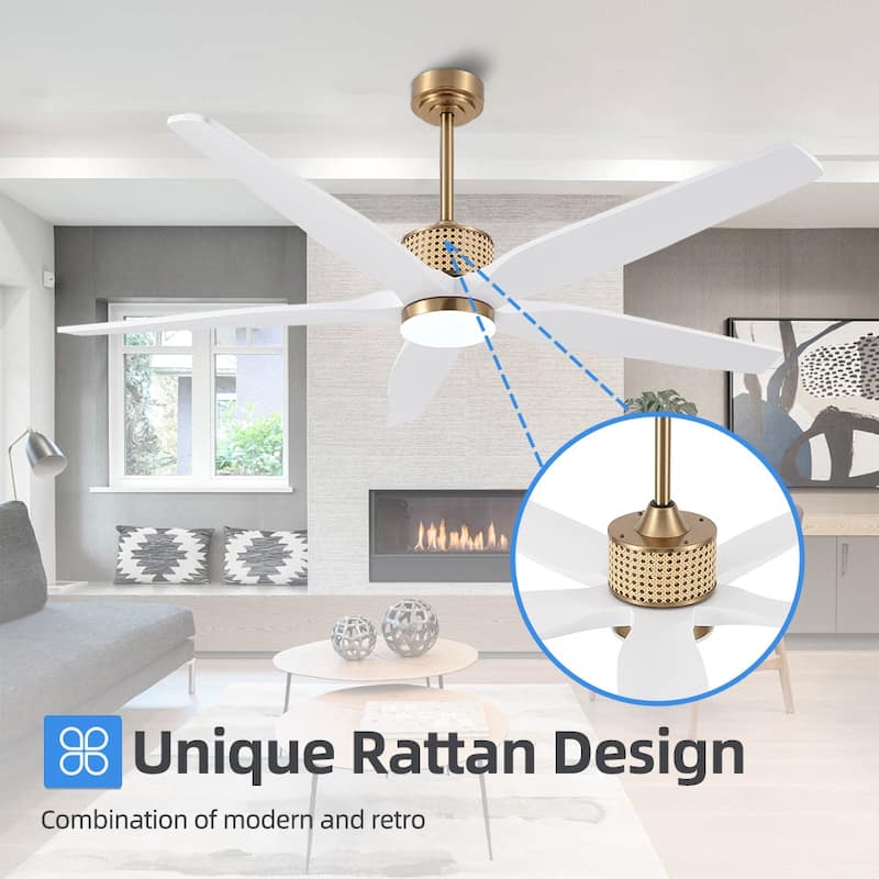 60 Inch. 5 Blades Dc Motor Indoor Ceiling Fan With Light Kit And Remote - 60"