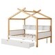 preview thumbnail 8 of 6, White Full Size Wooden House Bed with Trundle and Bookshelf