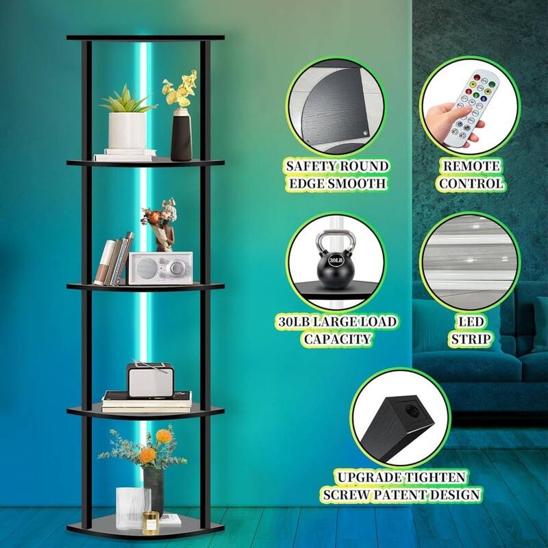 5 Tiers LED Corner Shelf