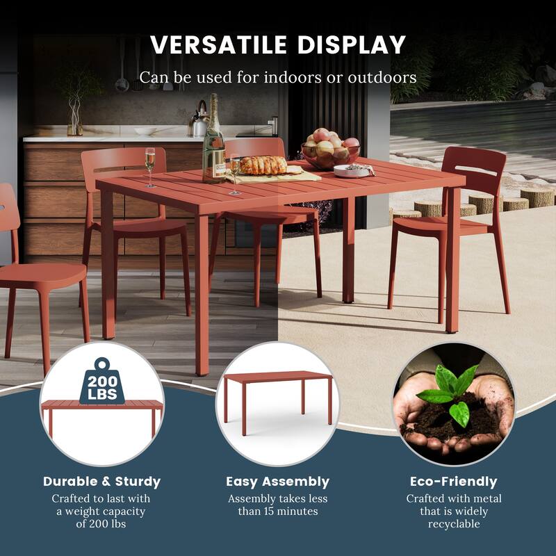 Frond and Form 59 Inch By 35.4 Inch Outdoor Steel Rectangular Dining Table