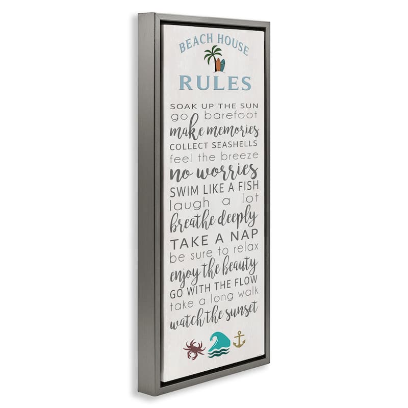Stupell Fun Activities Beach House Rules Framed Floater Canvas Wall Art Design By Seven Trees Design