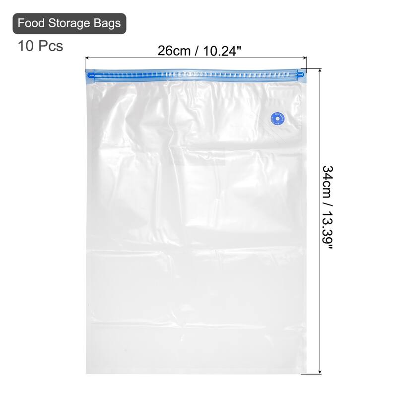 10pcs Sous Vide Bags Reusable Vacuum Food Storage Zipper Bags 34cm x 26cm - White