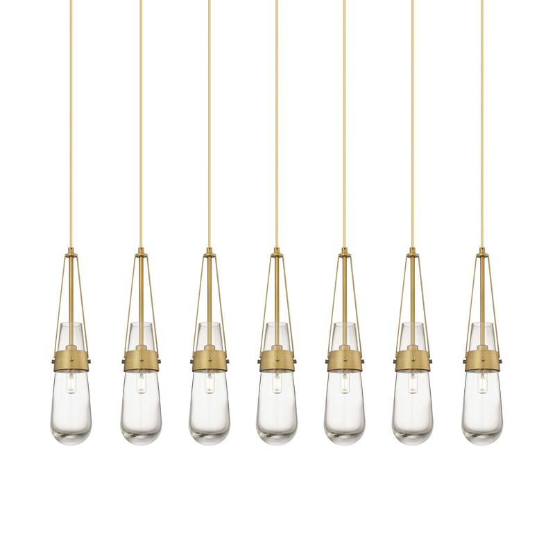 Innovations Lighting 127-452-1P-21-49 Milan Pendant Milan 7 Light 49" - Brushed Brass / Clear