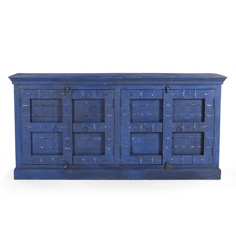 Woodland Blue Wooden Sideboard Buffet Cabinet 72"