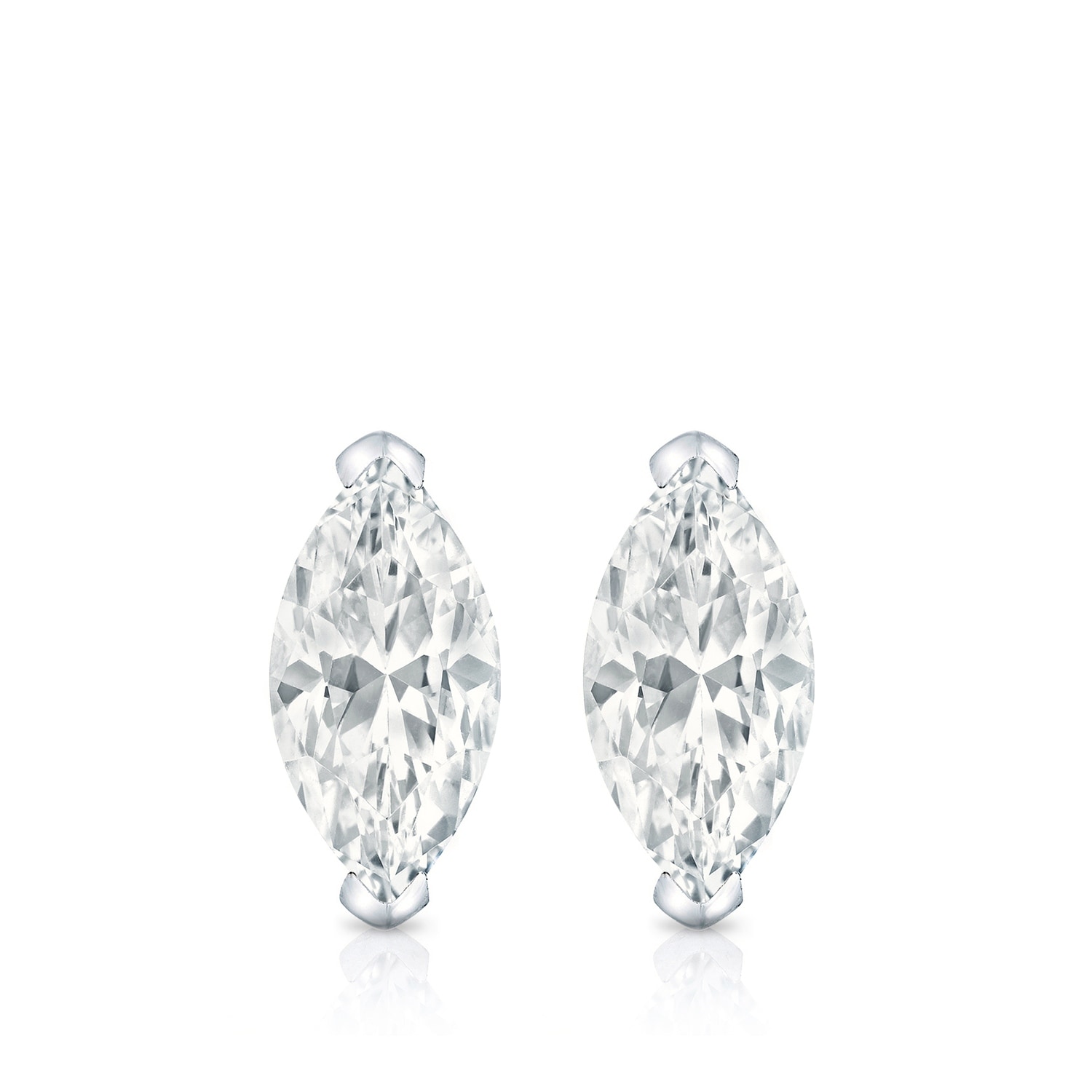 Auriya 14k Gold Lab Grown Marquise Diamond Stud Earrings 0.50 to 5.00 ct. tw. V-End Prong Screw-Back (E-F VS)