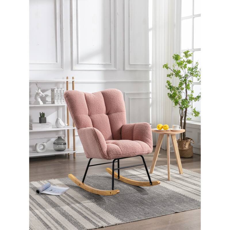 31.5" High Back Buttons Tufted Rocking Chair
