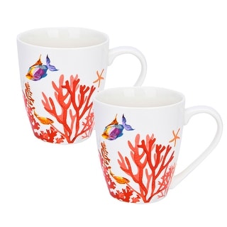 STP Goods Coral Reef Coffee Tea Bone China Mugs Set of 2