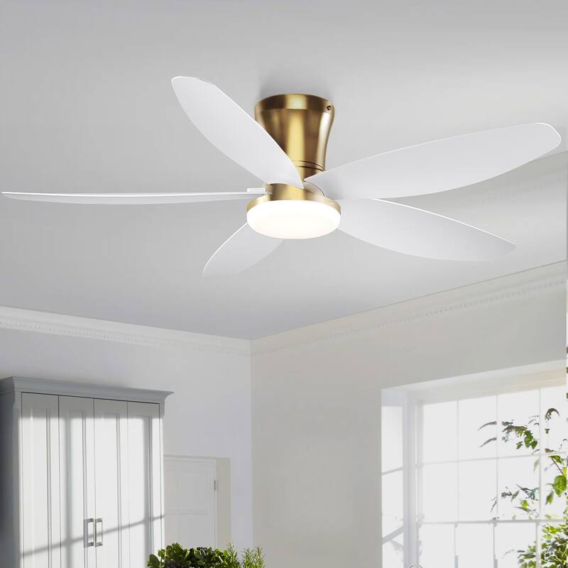 36"/42"/48" Low Profile Ceiling Fan with ABS Blades 3 Color LED Flush Mount for Bedroom Living Room APP and Remote Control