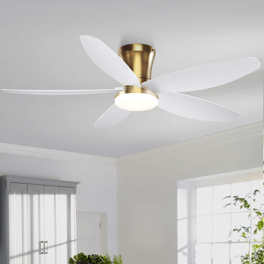 36"/42"/48" Low Profile Ceiling Fan with ABS Blades 3 Color LED Light for Bedroom Living Room APP and Remote Control