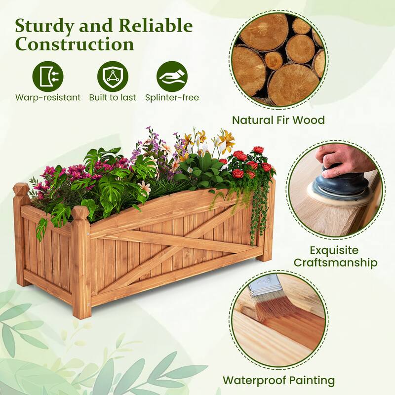 Gymax Wooden Raised Garden Bed Elevated Outdoor Planter Box w/