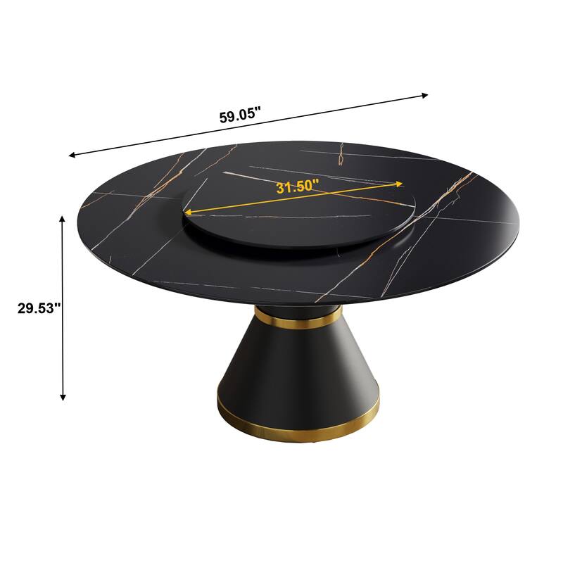 59" Round Dining Table Modern Kitchen Table for 6~8 People
