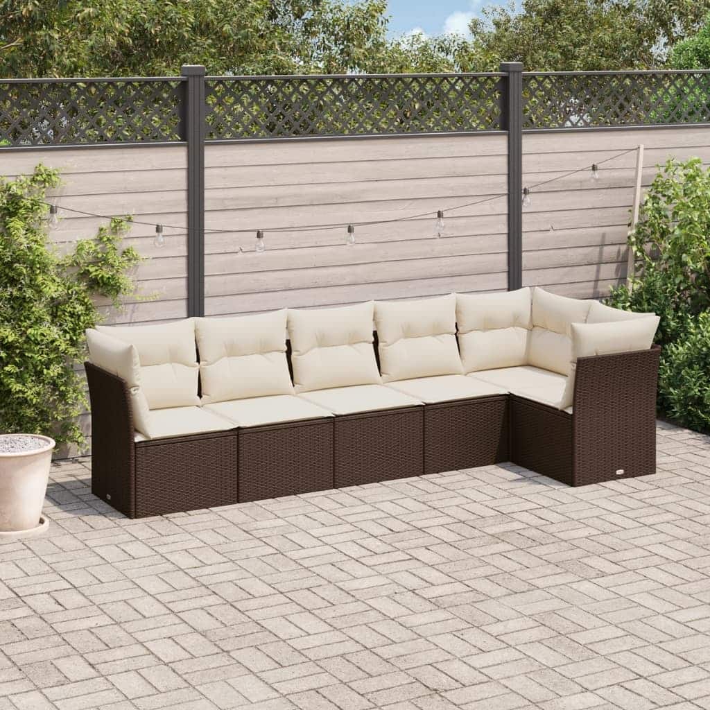 vidaXL Garden Sofa Set Brown, Cream White PE rattan, powder-coated steel - 24.4 x 24.4 x 27.2