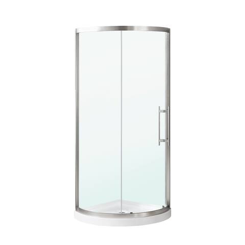OVE Decors Breeze Pro 32 in. Corner Shower Kit Glass Panel Door Base Satin