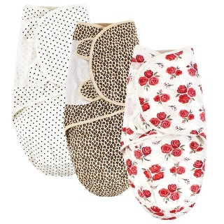 Hudson Baby Infant Girl Quilted Cotton Swaddle Wrap 3pk, Rose Leopard, 0-3 Months - Rose Leopard - 0-3 Months
