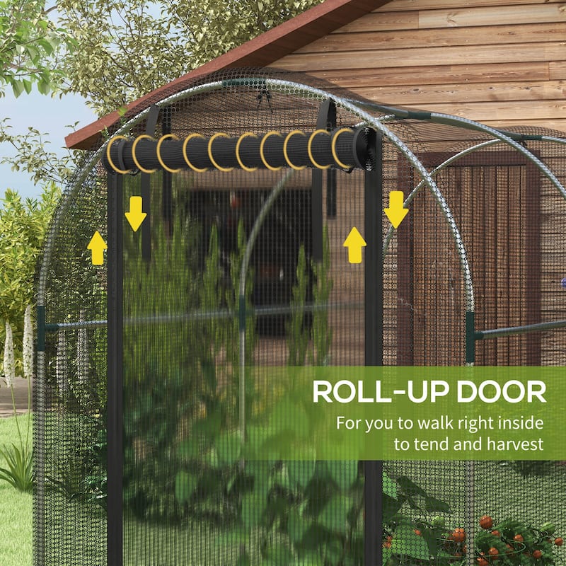 Outsunny 4' x 8' Crop Cage, Plant Protection Tent with Zippered Door and Galvanized Steel Frame, Fruit Cage Netting Cover
