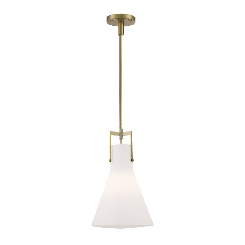 Izel 10-inch Wide 1-Light Pendant in Antique Brass - Antique Brass, Bell - 12in W x 12in D x 20in H