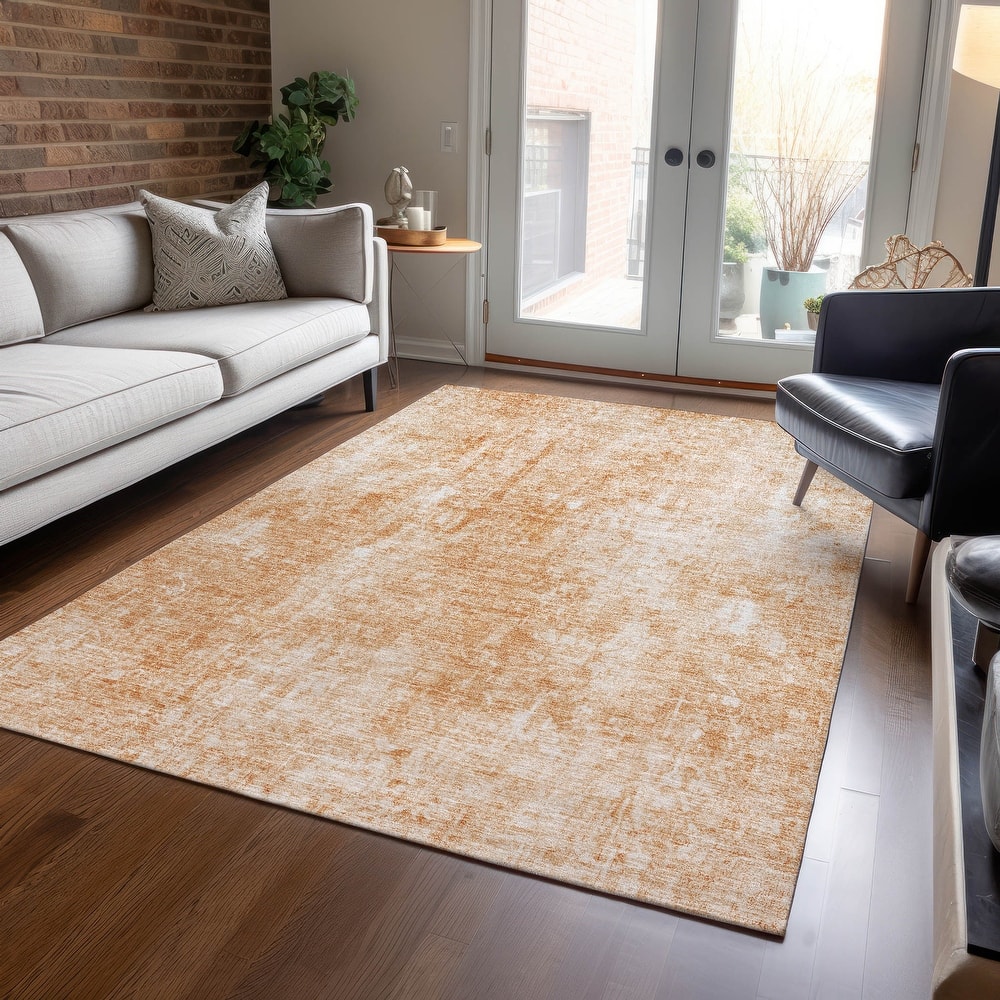 Machine Washable Indoor/ Outdoor Chantille Abstract Solid Rug