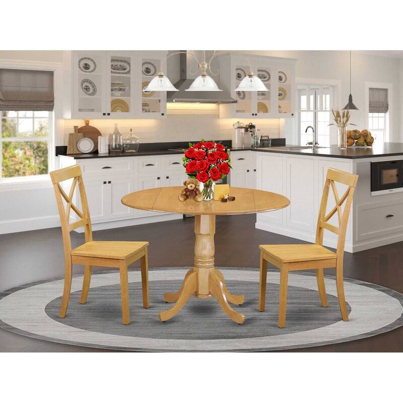 Kitchen Table Set 3pc - Dining Table & 2 Chairs - Oak Finish - Modern Design - HomeStock