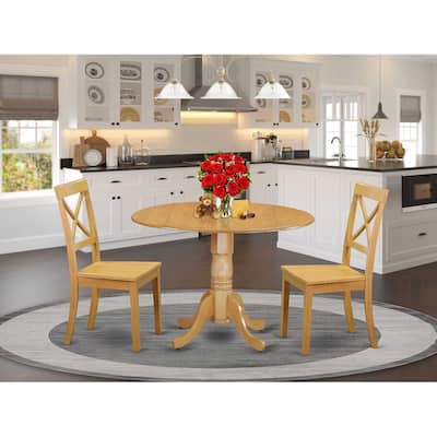Kitchen Table Set 3pc - Dining Table & 2 Chairs - Oak Finish - Modern Design - HomeStock