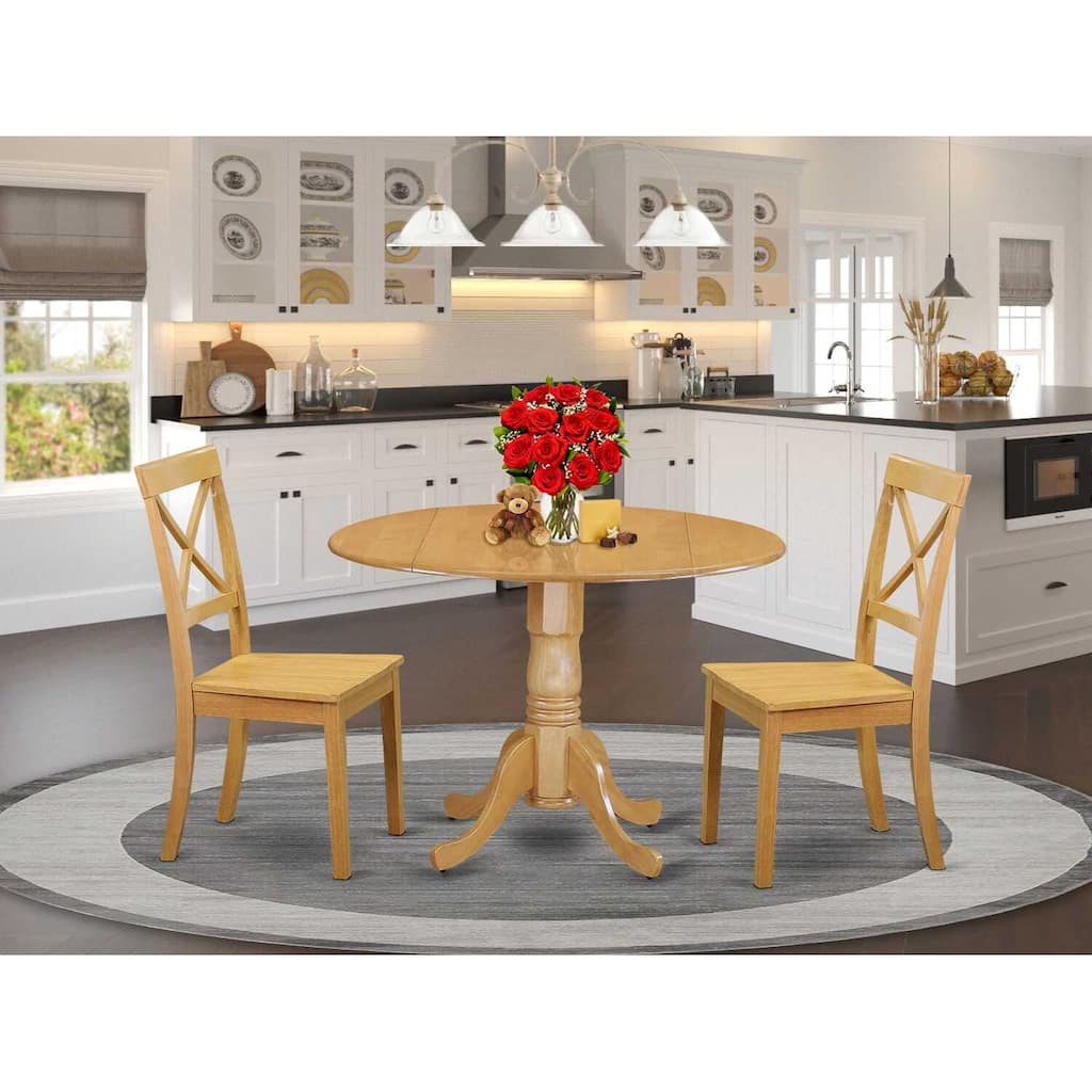 Kitchen Table Set 3pc - Dining Table & 2 Chairs - Oak Finish - Modern Design - HomeStock